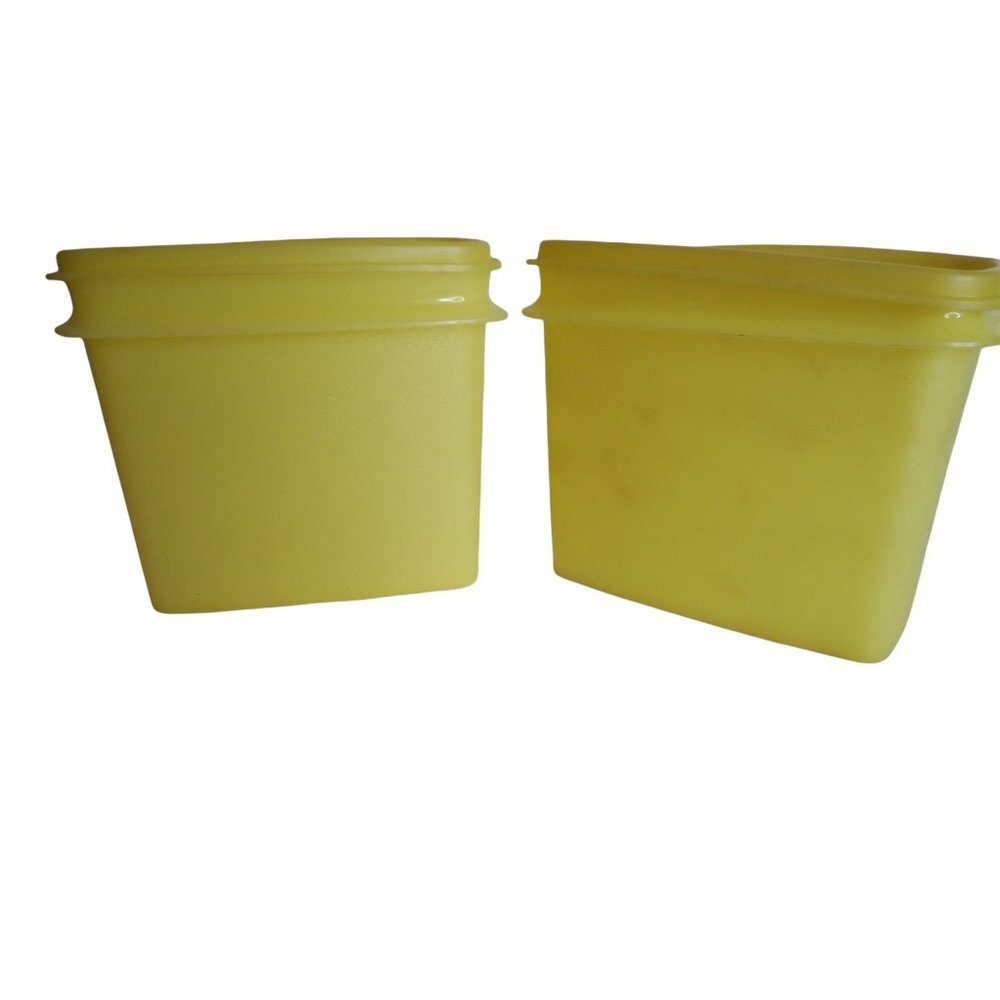 Vintage Rectangular Tupperware Storage Container Lemon Yellow 1243 and Lid 1244
